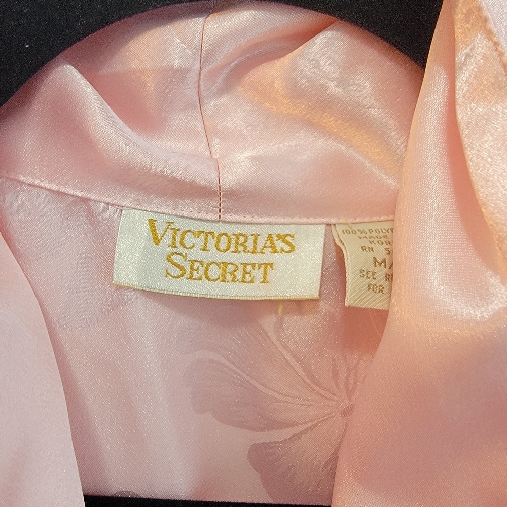 Victoria Secret Gold Label Vintage Satin Pink Floral Robe Size M/L - Picture 7 of 10